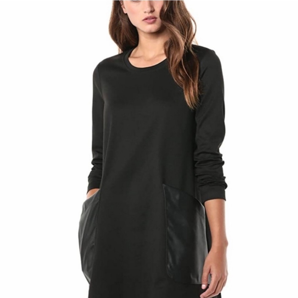 Bcbg black sweater dress with accent pockets